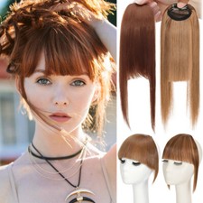 Neat Bangs Clip in on Hair Extensions Thick/Thin Fringe As Human Front Hairpiece