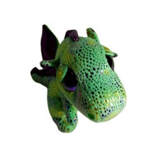 Ty Beanie Boos Cinder Dragon 6" Green Purple Iridescent Plush Glitter Eyes