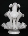 Fenton Large Silver Crest Epergne Four Horns or Trumpets 13 1/2" Tall