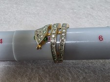 Snake Ring Green Eyes Rhinestones Down Body. 937