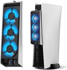 JUSPRO PS5 Slim Host Cooling Fan External Attachment USB Wired 3 Fans Blue Light