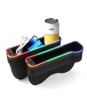 RGB LED Car Organizer Console Gap Filler Seat Organizer Black Automotive LED