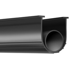 16ft Garage Door Weather Seal: U-Shaped  O-Ring Rubber, 3.75" W, T-End Mount
