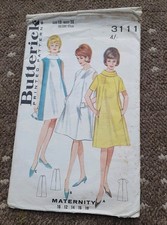 Vintage Maternity Dress Sewing pattern Butterick 3111 Size 18 Bust 38
