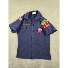 Boy Scouts of America Uniform Shirt Youth Medium Blue Patches Short Sleeve 1341