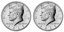 2025 P & D Kennedy JFK Half Dollar BU Uncirculated from US Mint Bag, 2-Coin Set