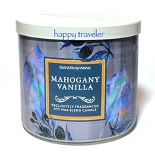 NEW Bath & Body Works MAHOGANY VANILLA 3-Wick Candle 14.5 oz