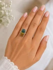 Natural Tri Color Tiger Eye Ring Rectangle Cabochon Silver Tone Jewelry