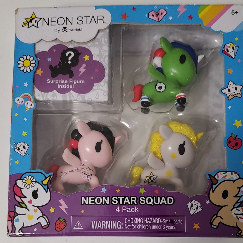 tokidoki Neon Star Squad 4-Pack Surprise Figure Set, Multicolor, Age 5+