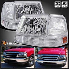 Fits 1998-2000 Ford Ranger Led Strip Clear Headlights Bumper Turn Signal Lamps
