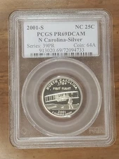 2001-S - Silver Proof Quarter - North Carolina - PCGS PR69DCAM