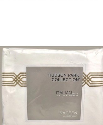 Hudson Park Tivoli Italian Linens Embroidery KING Duvet Cover SET Champagne-new