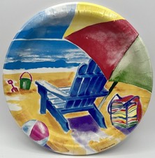 Seashore Summer Chair Tropical Luau Pool Beach Party 9" Paper Dinner Plates