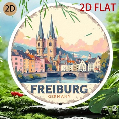 Aluminum Metal Sign German Freiburg 8 Inch Round Funny Wall Decor Plaque