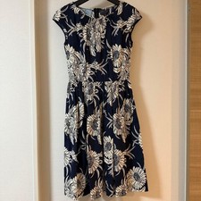 PRADA Navy Flower Print Dress F/S from Japan