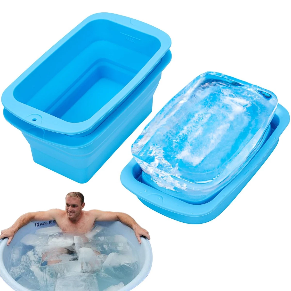 Foldable Large Ice Cube Tray, Silicone Water Chiller for Ice Bath Accessories