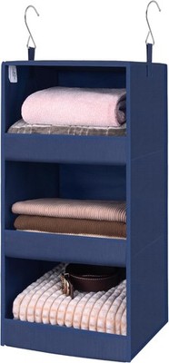 Hängeorganizer Schrank 3 Schubladen blau 30x30x75 cm Kleiderschrank Aufbewahrung