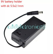 9V PP3 Battery Holder Box Case Wire Lead ON/OFF Switch Cover DC 2.1mm Plug CA