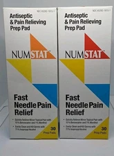 Set Of 2 Numstat Antiseptic Pain Relieving 30 Numbing Prep Pad Ex: 08/2026