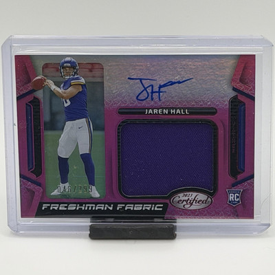 Panini 2023 Certified Freshman Fabric Jaren Hall Vikings Mirror Pink Auto /299