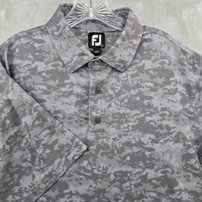 FootJoy Polo Shirt Mens Large Grey Digital Camo Short Sleeve Performance Golf