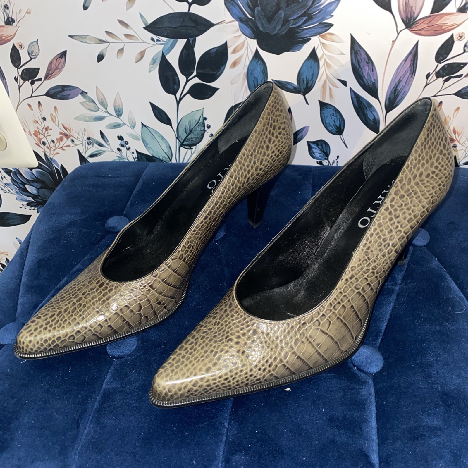 Franco Sarto Women's Texture Heels Size 9.5M Leather Made In Brazil 🇧🇷