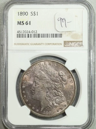 1890 Morgan Silver Dollar NGC MS 61 Uncirculated * Toned * #4-012
