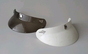 (2) BUBBLE VISORS 3 SNAP HELMET VISOR 3/4 SMOKE & WHITE BILL VINTAGE  