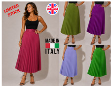 Ladies Womens Skirt Belted Long Midi Pleated Summer A-Line Party High Waist NEW