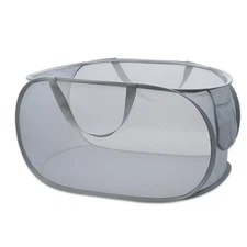  Sturdy Mesh Laundry Hamper Basket Bag,Pop up Basket with Pop Horizontal Grey