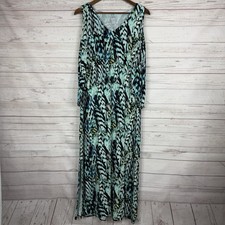 Chico's Womens Layered Maxi Dress Size 1 US 8/10 Blue Gree V Neck Sleeveless