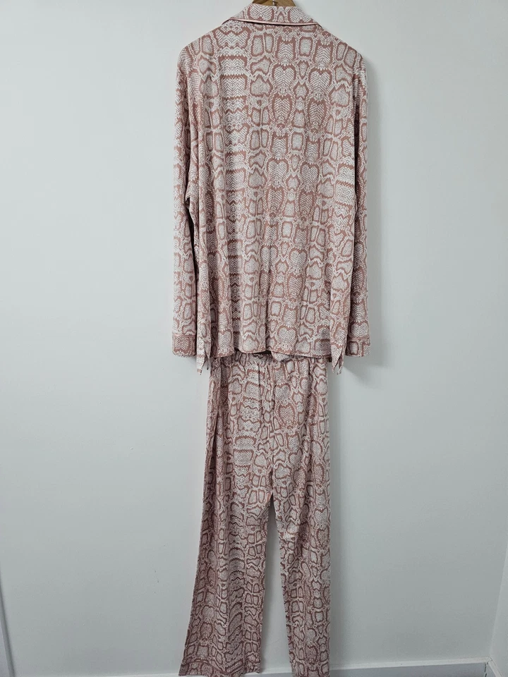 Conjunto de pijama para mujer Cosabella rosa piel de serpiente estampado animal salón pijamas talla grande 2X Foto 2 de 4