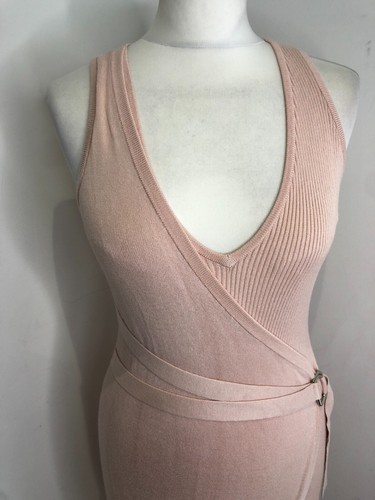 Guess pale pink knit belted jumper dress S UK 8 10 VGC wrap luxurious smart - Picture 4 of 10