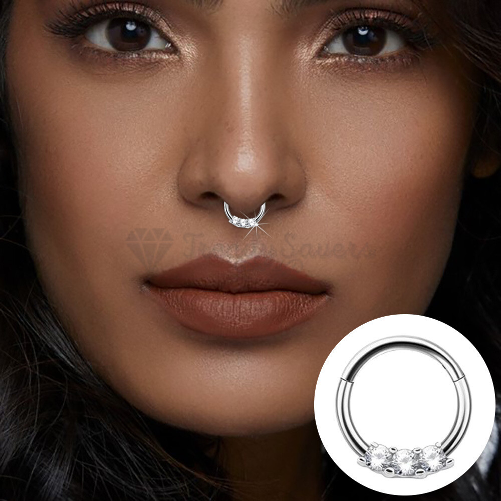 Clear Cubic Zircon Surgical Stainless Steel Ear Daith Septum Nose