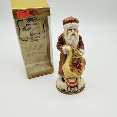 Vintage Porcelain Antique Santa Collectables w/ Box Czechoslovakia
