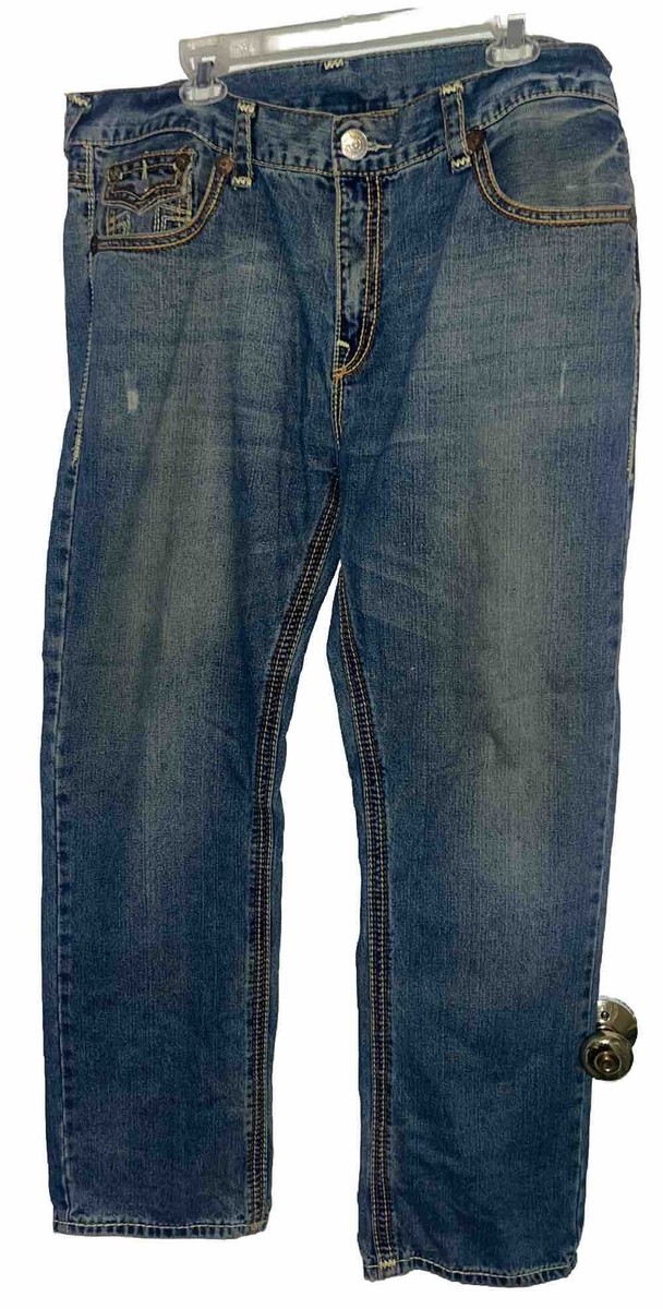 True Religion Ricky Big QT Stitch Denim Blue Jeans 38 New True Religion Ricky Big QT Stitch Denim Blue Jeans 38 New