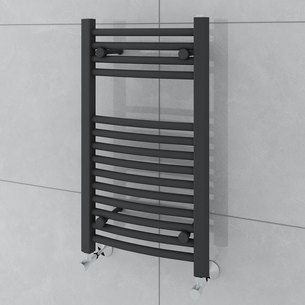Contemporary Bathroom Curved Heated Towel Rail Radiator Rad 700 x 400mm Grey