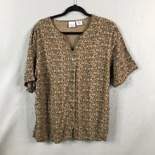 Carolina Colours Top Womens 20W Plus Size Brown Black Tribal Rayon Primitive
