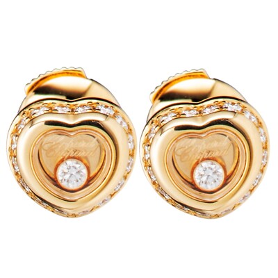 Chopard Miss Happy Gelbgold & Diamant Herz Ohrringe 83/9008-0001 brandneu!