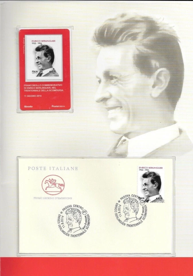 2014 ITALIA REPUBBLICA FOLDER FRANCOBOLLI * ENRICO BERLINGUER * - Immagine 3 di 3
