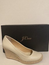 NIB JCrew Seville Metallic Ivory White Espadrille Wedge Shoe Sz 6M Syle C1320