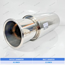 Regu Muffler Exhaust Straight Flow Inlet 2.5 Outlet 4.5 Free Shipping