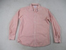 Old Navy Shirt Mens Large Orange Striped Button Down Long Sleeve Slim Fit Collar