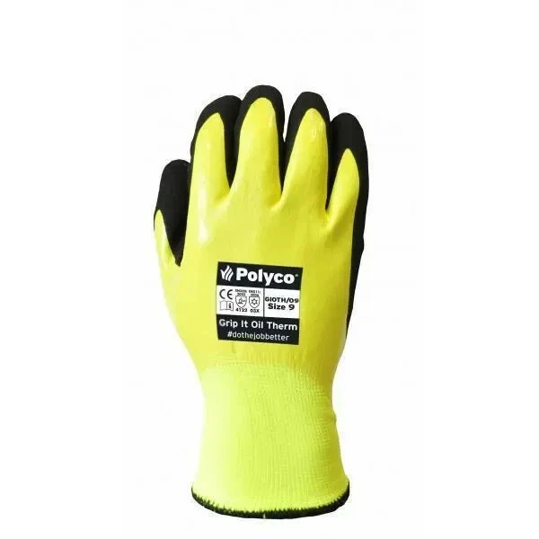 Polyco G10TH Size 12 Gloves Grip It Oil Thermal Yellow