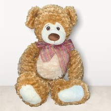 First and  Main PEABODY Brown Teddy Bear Bow Stuffed Animal Plush Lovey