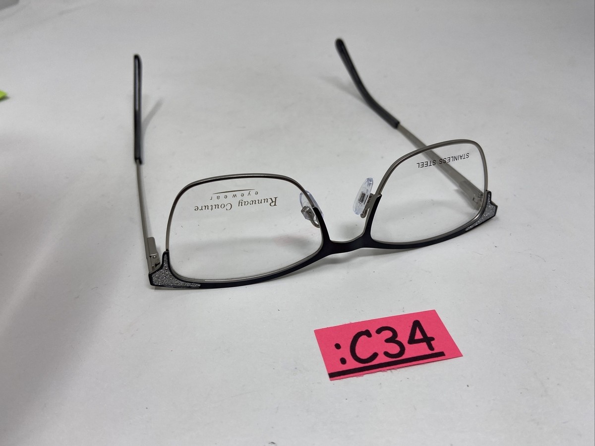New Runway Couture RCE-293 Charcoal Grey Eyeglasses w/Glitter Temples 49/16/140 XPL RUNWAY COUTURE RCE 279 SMOKE EYEGLASSES 52/16/135 at  main image 2