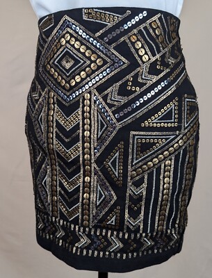 Express Art Deco 20s Style Black, Silver Gold Sequin Mini Skirt