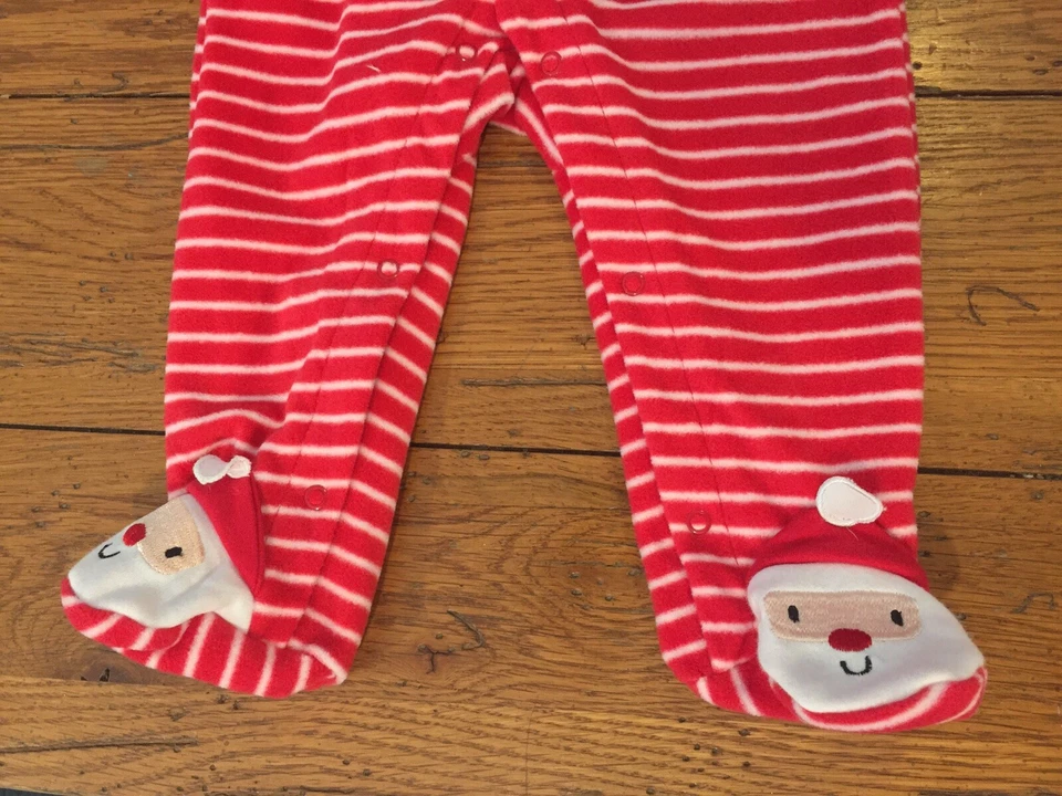 Set of 2 Baby 6-9 Month Holiday Sleepers Santa Fleece Pajamas Blue Feliz 1-Piece - Изображение 2 из 4