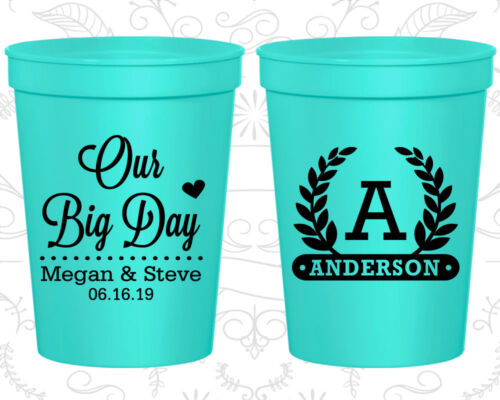 Wedding Cups Monogram Cups Our Big Day Cups Souvenir Stadium Cups (238)