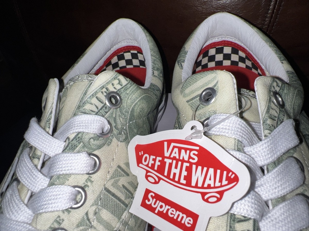 Supreme ❌ Vans “OFF THE WALL” Dollar Bill Green -Size 10.5 US